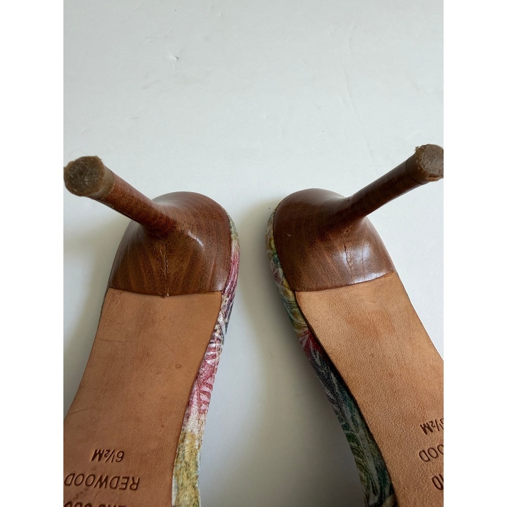 Mikaela Woven Leather Floral Pointed Toe Mules Multicolored Stiletto Heels - Picture 8 of 12